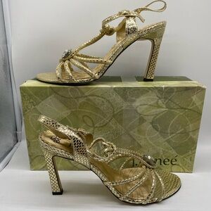 J Renee Womens Shoes Size 12 W  Gold Dayton Metallic Pebble Print